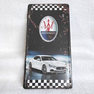 Metal Wall Decor Novelty Maserati Stamped Liscense Plate BNWOT!!